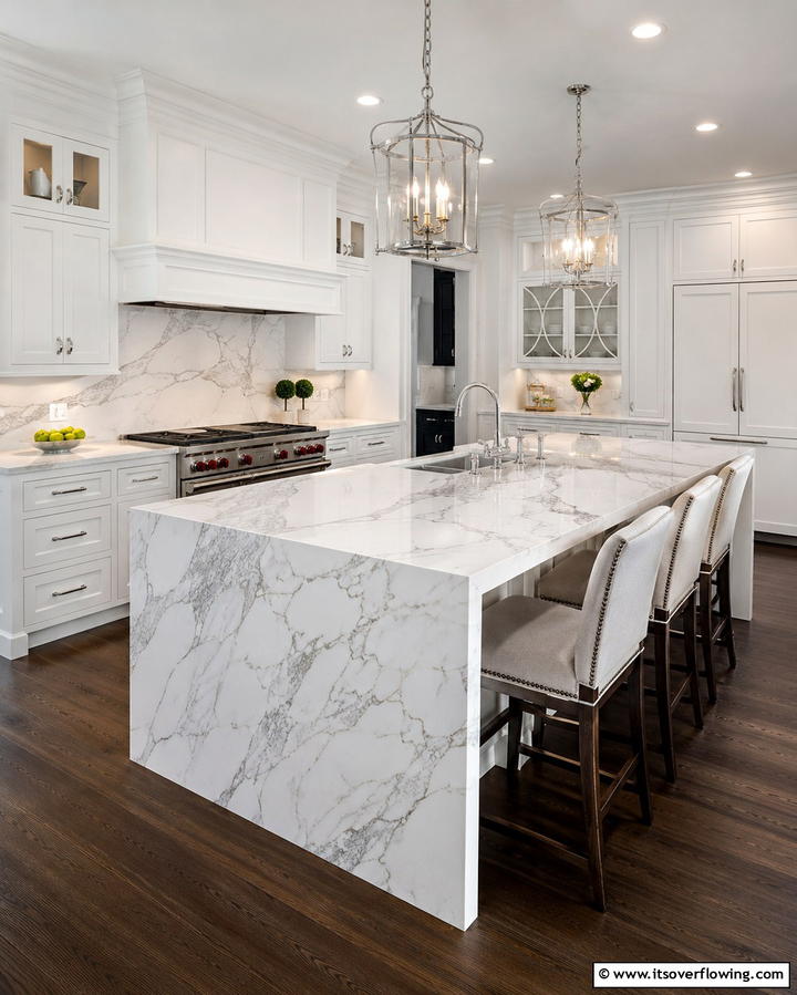 Marble Countertops for Elegance - 25 Grey and White Kitchen Ideas for a Classic Look