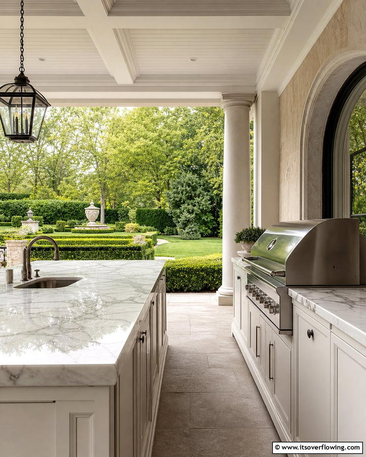 Marble Countertops for Luxurious Sophistication - 25 Outdoor Kitchen Countertop Ideas for Functionality