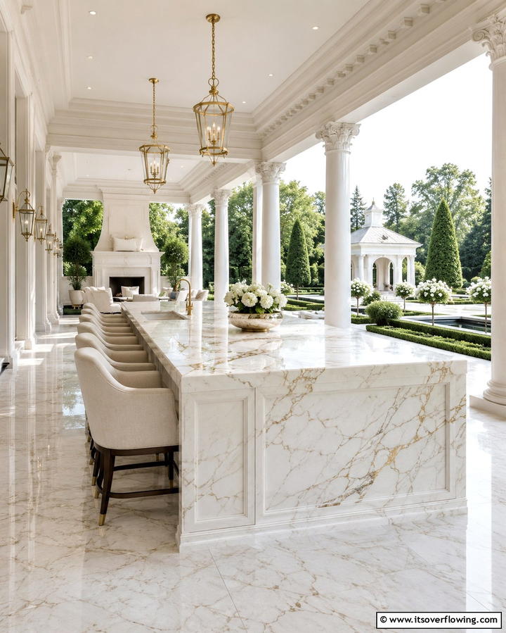Marble Countertops for Timeless Elegance - 25 Outdoor Countertop Ideas for Functional Spaces