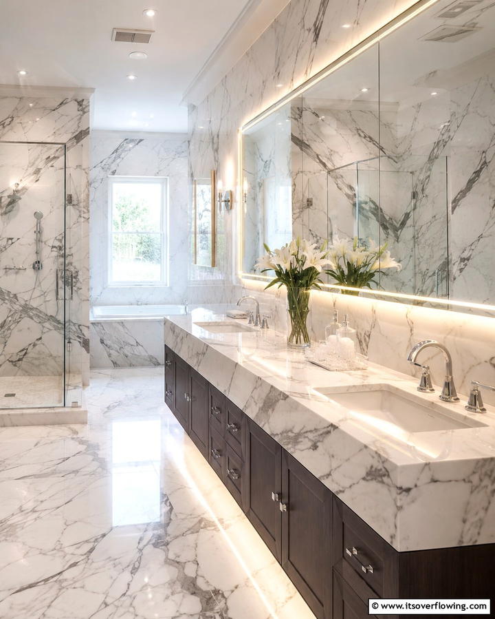 Marble Countertops for Timeless Elegance - 25 Bathroom Countertop Ideas for a Stylish Upgrade