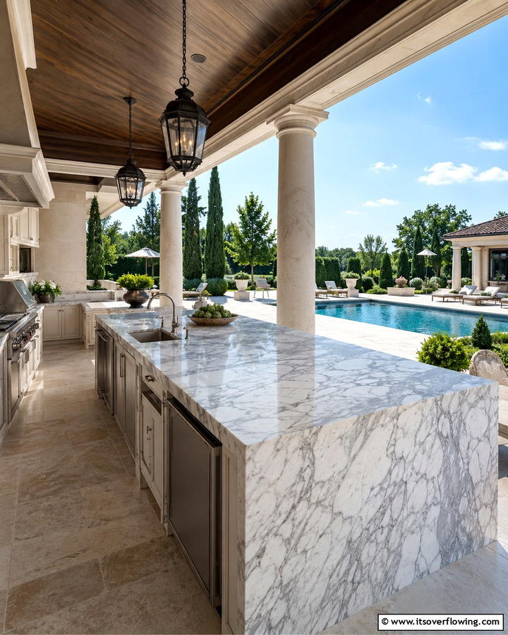 Marble Countertops for a Luxurious Finish - 25 Outdoor Countertop Ideas for Functional Spaces