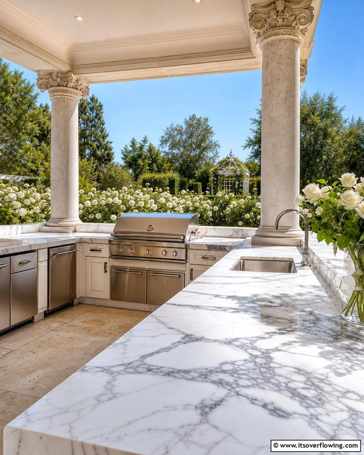 Marble CountertopsExact - 25 Types of Outdoor Kitchen Countertops for Durability