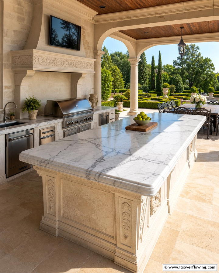 Marble CountertopsOne - 25 Types of Outdoor Kitchen Countertops for Durability