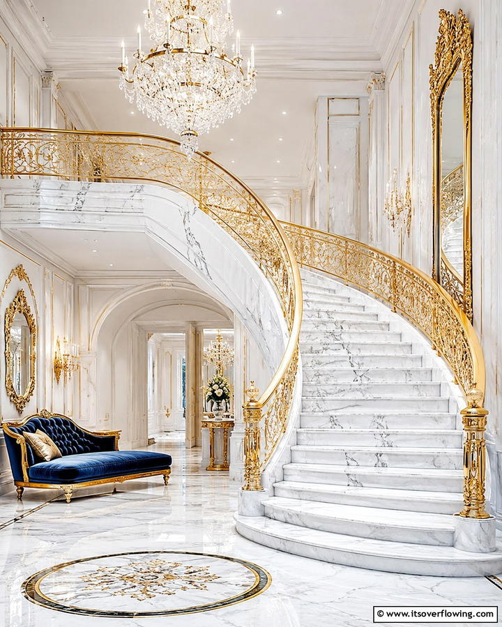 Marble Curved Staircase for Elegance - 30 Elegant Curved Staircase Designs to Elevate Your Home’s Style