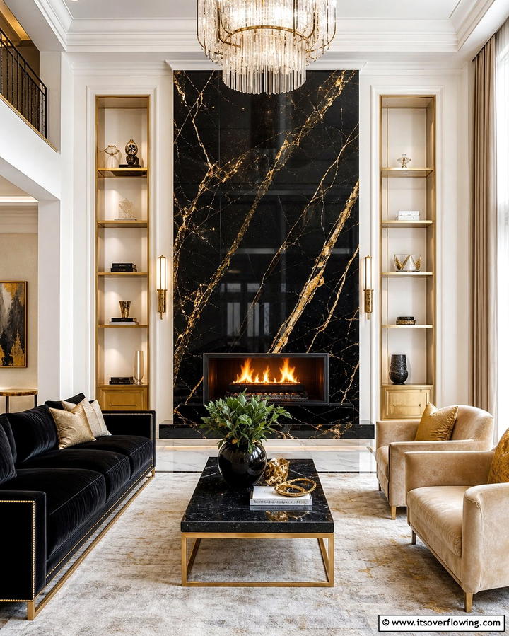 Marble Elegance - 25 Fireplace Backsplash Ideas for a Stunning Focal Point
