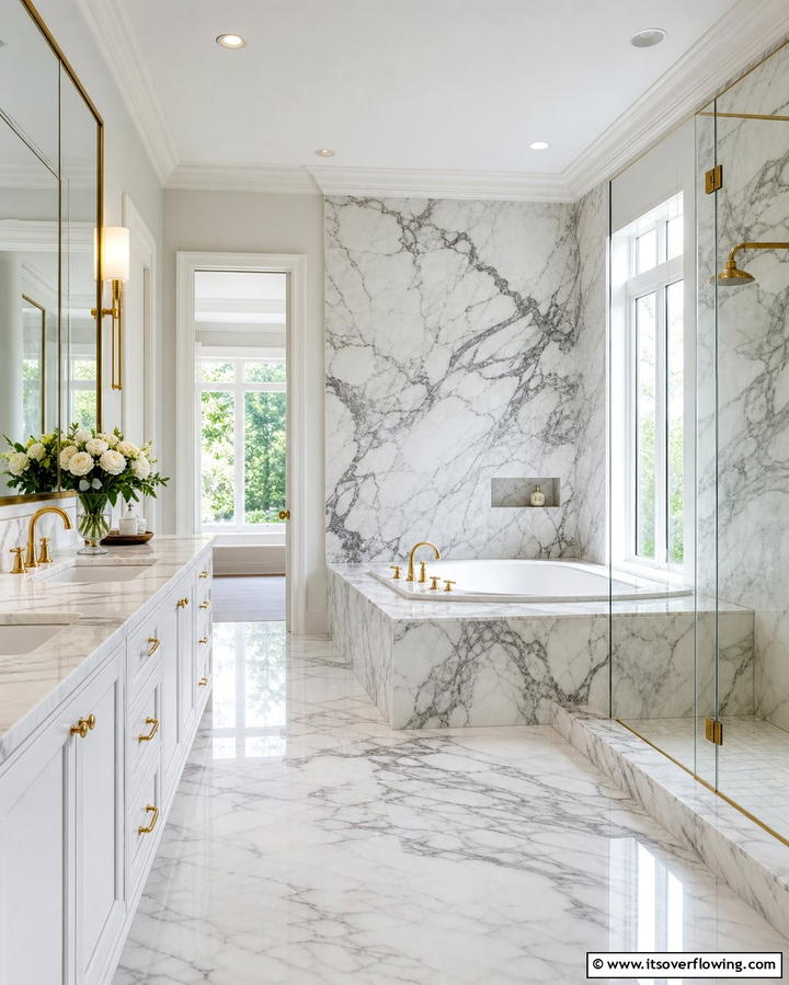 Marble Elegance Surround - 25 Bathtub Surround Ideas for a Luxurious Bathroom