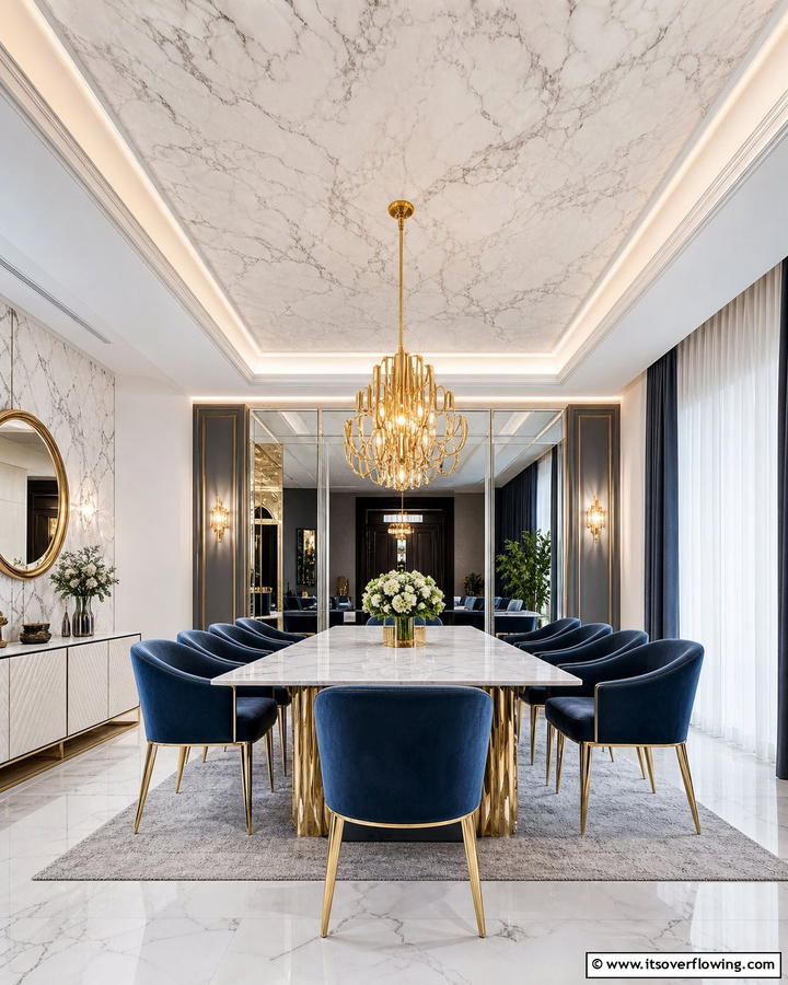 Marble Finish for Sophisticated Elegance - 25 Ceiling Wallpaper Ideas to Elevate Your Space