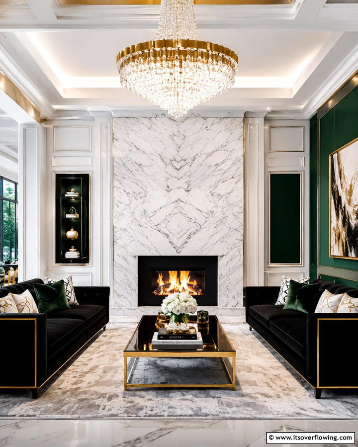 Marble Fireplace Surround - 25 Cozy Living Room Fireplace Ideas for Warmth