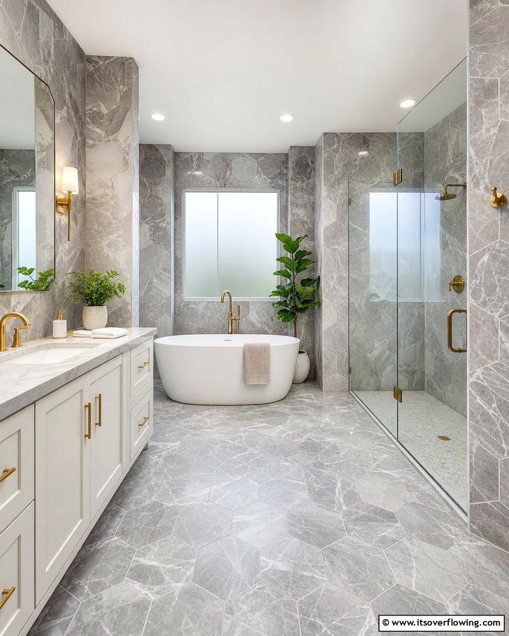Marble Hexagon Tiles for Luxury - 20 Hexagon Tiles Ideas for Bathrooms with Style