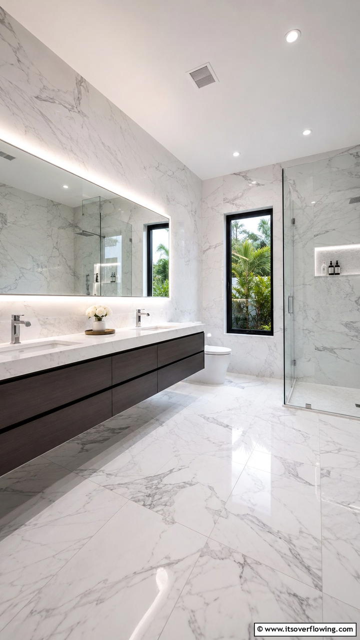 Marble Inspired Tiles - 30 Bathroom Tile Ideas to Refresh Your Space with Style