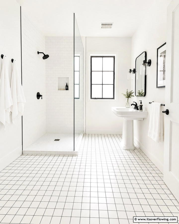 Marble Inspired Tiles - 30 Striking Black & White Bathroom Tile Designs for Timeless Style