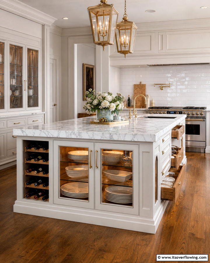 Marble Island with Built In StorageExact - 25 Marble Kitchen Island Ideas for a Stunning Centerpiece