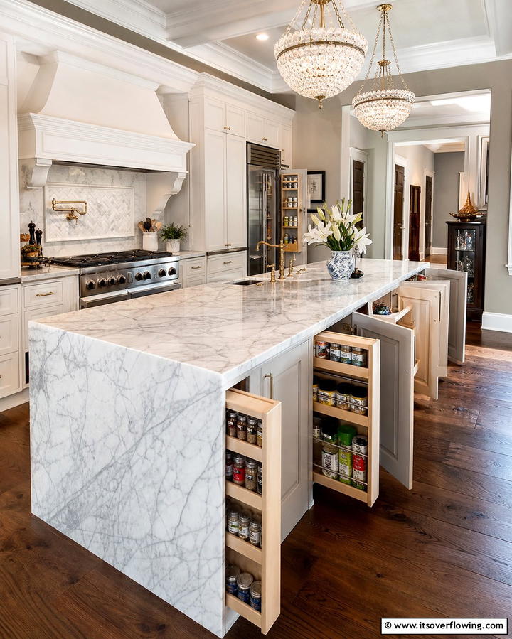 Marble Island with Built In StorageOne - 25 Marble Kitchen Island Ideas for a Stunning Centerpiece