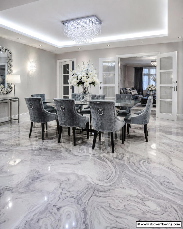 Marble Like Swirl Effects - 25 Stained Concrete Floors for a Unique Look