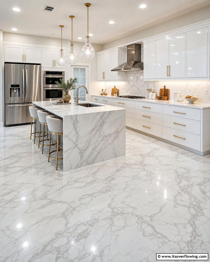 Marble Look Linoleum - 20 Linoleum Kitchen Flooring Ideas for a Durable and Stylish Look