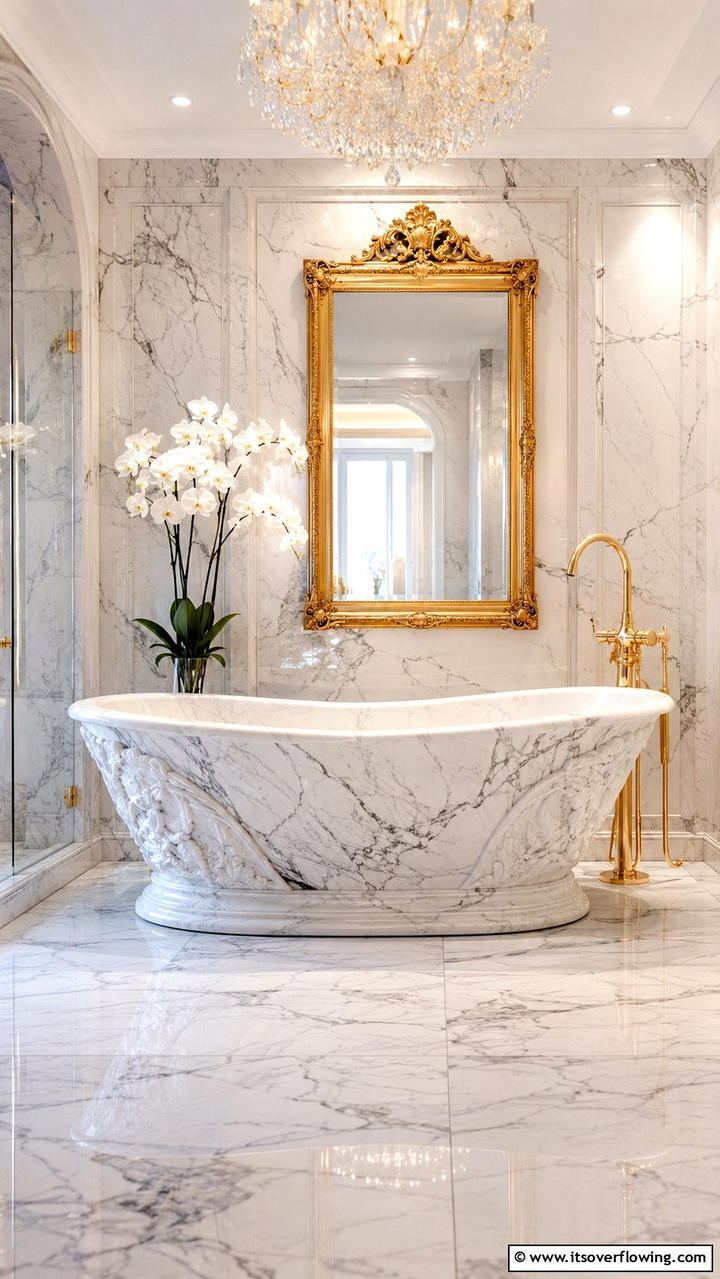 Marble Luxury Tub - 30 Bathtub Ideas for a Luxurious and Relaxing Bathroom