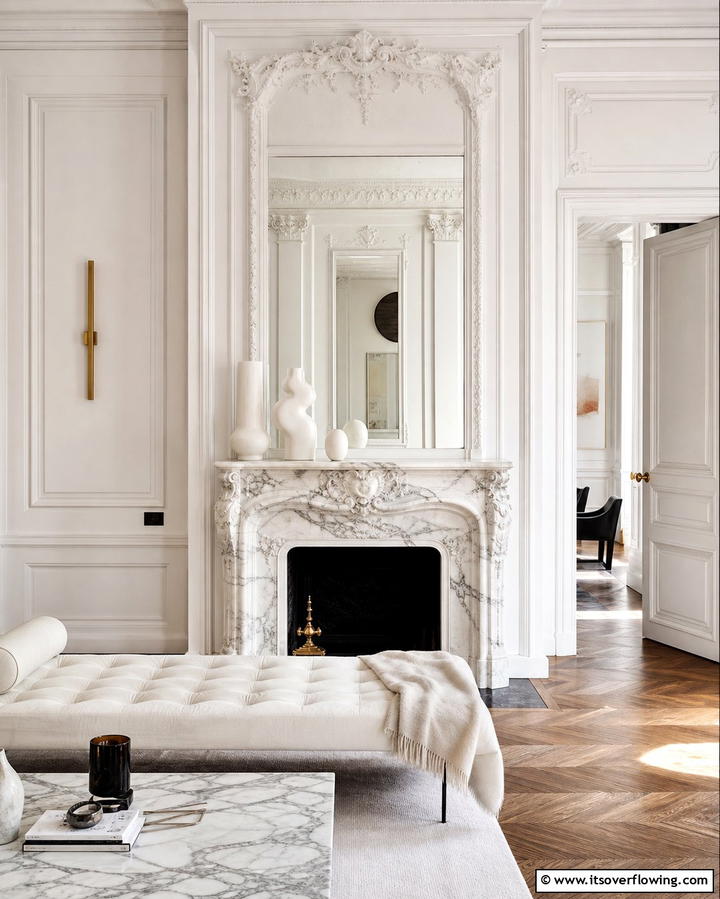 Marble Mantels - 25 Parisian-style Living Room Ideas for Elegant Homes