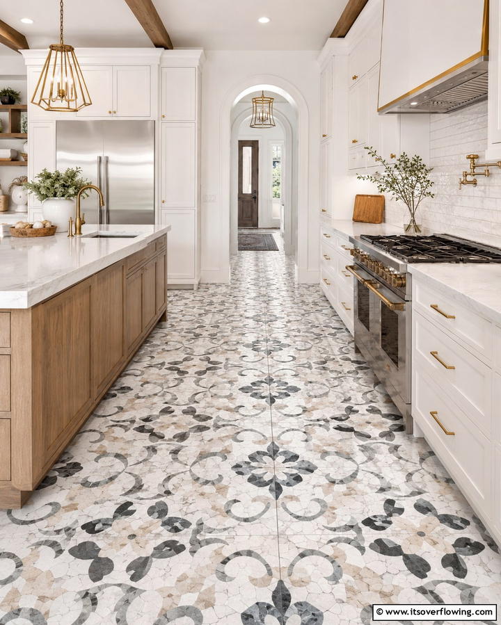 Marble Mosaic Tiles - 25 Marble Kitchen Floor Ideas for Timeless Elegance