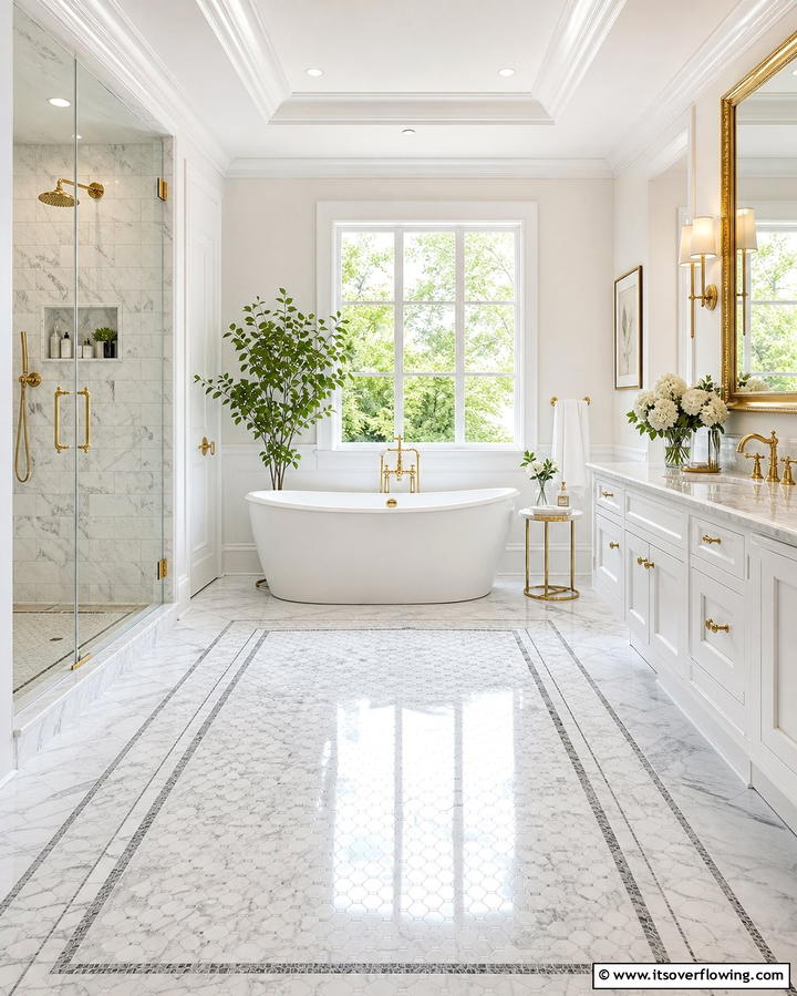Marble Mosaics for Timeless Elegance - 25 Bathroom Mosaic Floor Tile Ideas for Unique Style