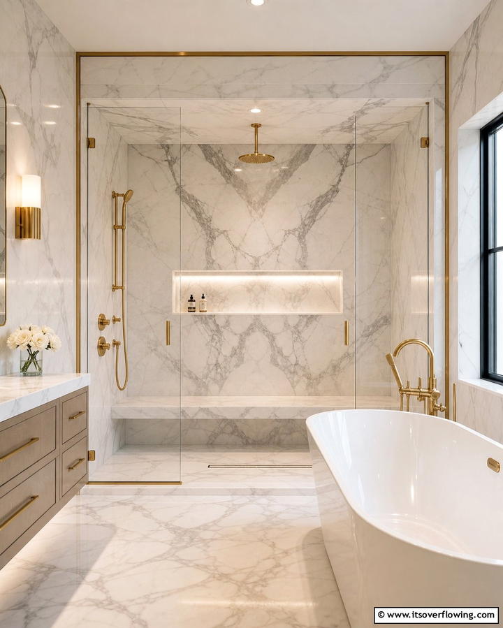 Marble Shower Niche - 25 Shower Niche Ideas for a Functional Bathroom