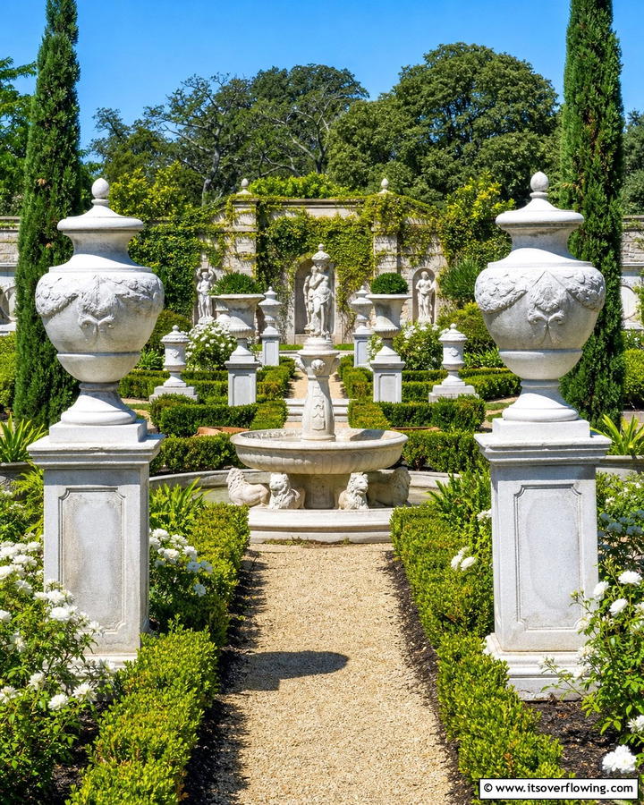 Marble Statue Showcase - 30 Greek Garden Ideas- Mediterranean-Inspired Landscaping