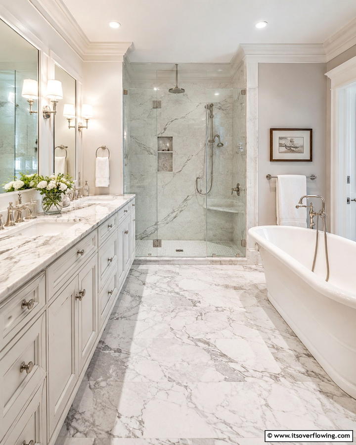 Marble Surfaces for Timeless Luxury - 25 Traditional Bathroom Ideas for Timeless Elegance