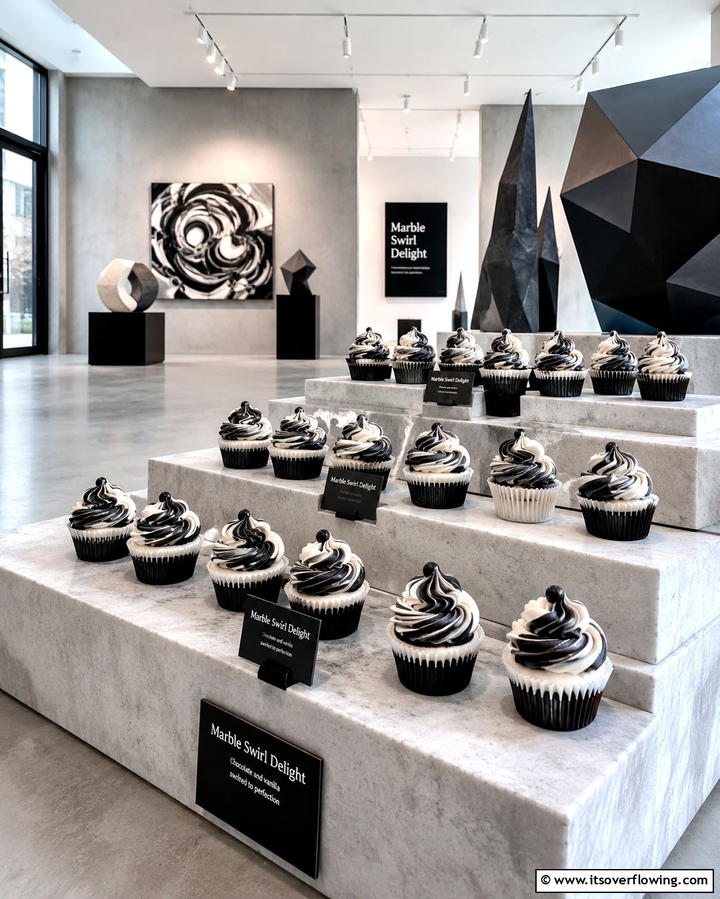 Marble Swirl Delight - 30 Wedding Cupcake Ideas for Unforgettable Celebrations
