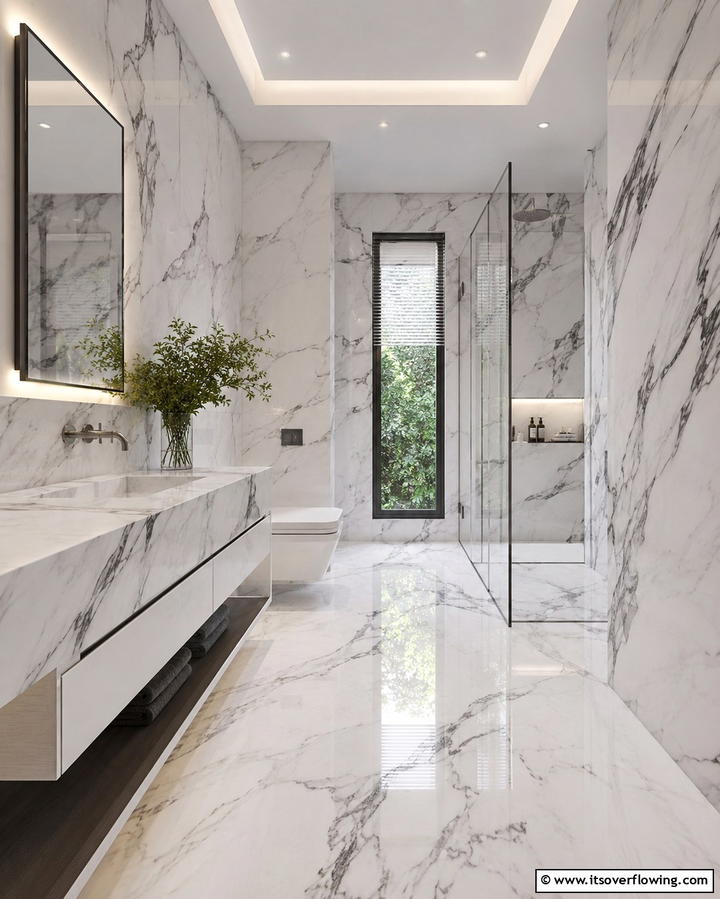Marble Tiles - 30 Laundry Room Tile Ideas for Durable Style Updates