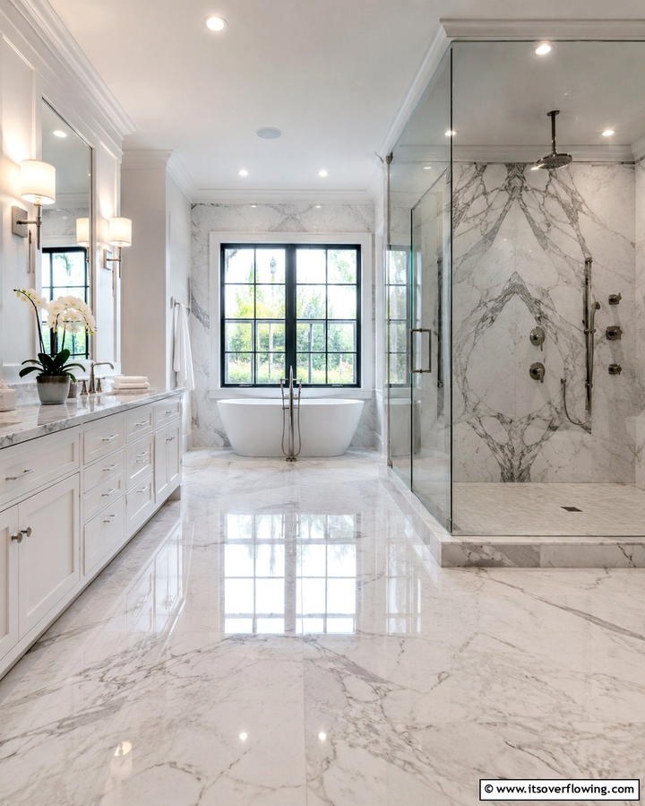 Marble Tiles for a Luxurious Touch - 25 Walk-in Shower Tile Ideas for a Luxurious Bathroom