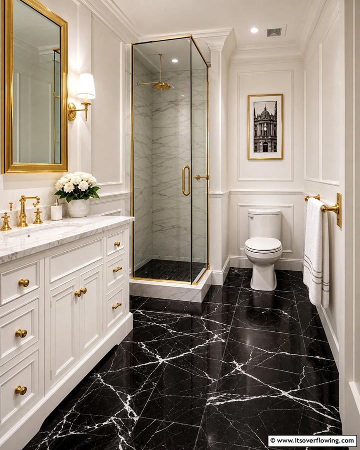 Marble Tiles - 25 Small Bathroom Flooring Ideas for Stylish and Durable Floors