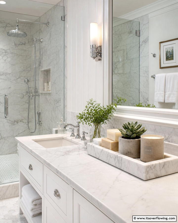Marble Tray for Timeless Sophistication - 25 Stylish Bathroom Tray Ideas to Organize and Decorate