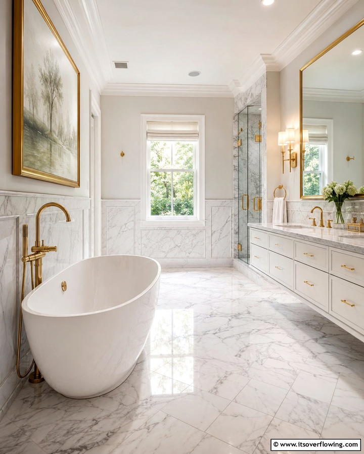 Marble Wainscoting - 25 Bathroom Wainscoting Ideas to Elevate Your Decor