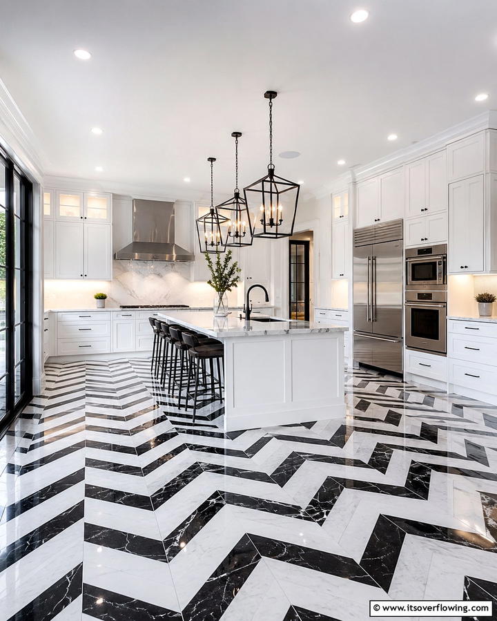 Marble with Geometric InlaysExact - 25 Marble Kitchen Floor Ideas for Timeless Elegance