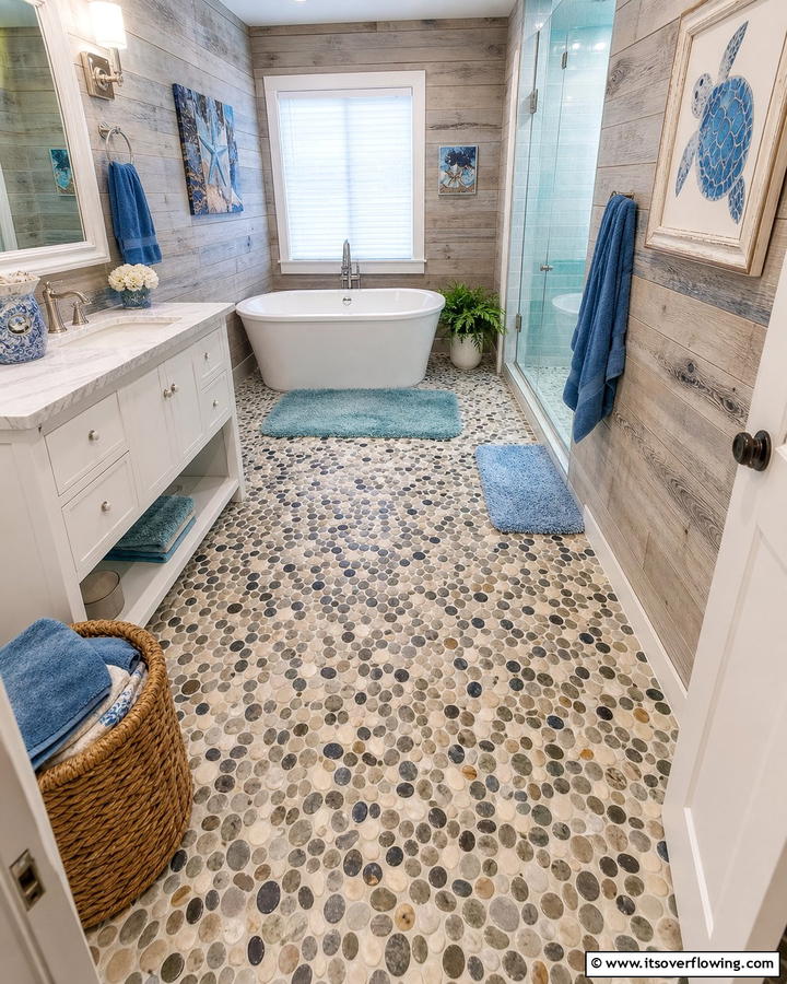 Marine Inspired Flooring - 20 Nautical Bathroom Ideas for a Coastal Vibe