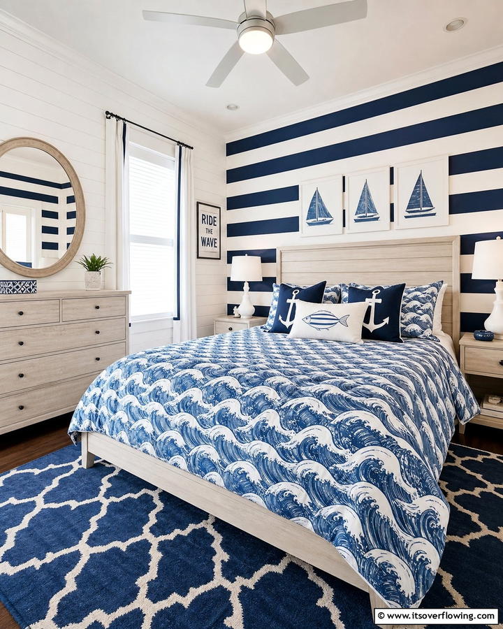 Marine Inspired Patterns and Prints - 21 Coastal Bedroom Ideas for Relaxing Beach Vibes