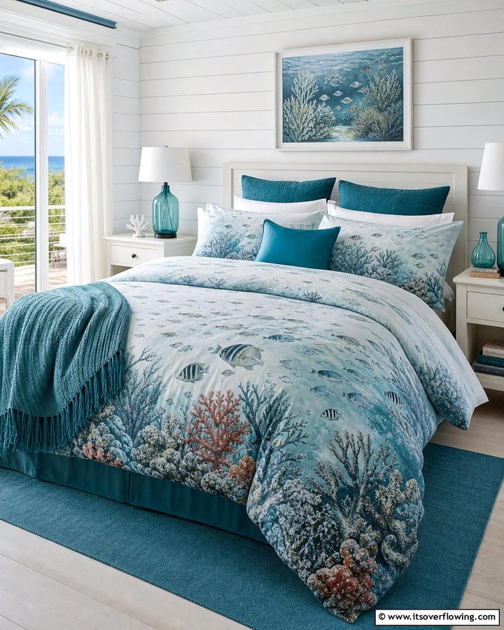 Marine Life Bedding - 25 Ocean-themed Bedroom Ideas for a Serene and Relaxing Space