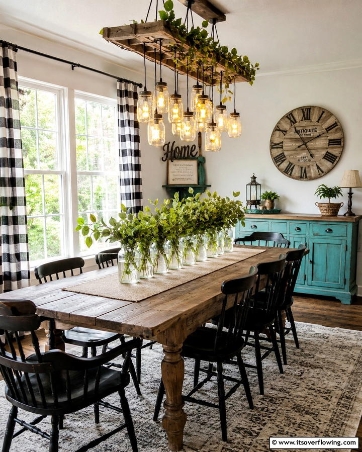 Mason Jar Decor - 30 Rustic Dining Room Ideas for Cozy Family Gatherings
