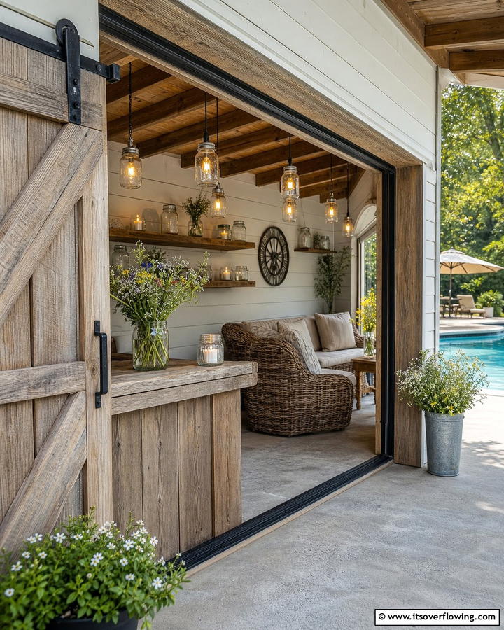 Mason Jar Decor - 20 Rustic Pool House Ideas for a Charming Retreat