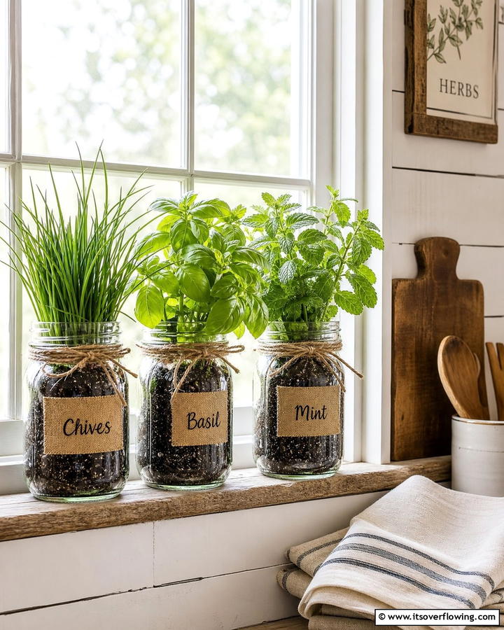 Mason Jar Herb Ensemble - 21 Herb Garden Ideas to Cultivate Fresh Flavors at Home