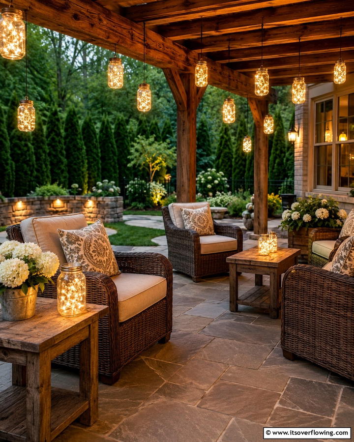 Mason Jar Lanterns - 30 Farmhouse Patio Ideas for Rustic Outdoor Relaxation