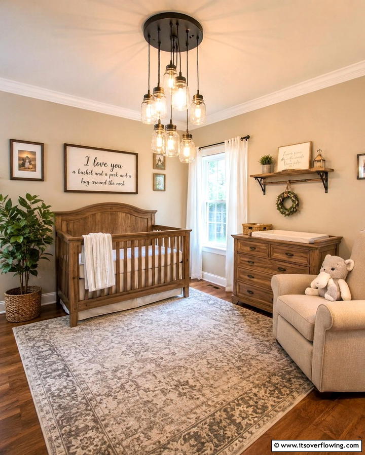 Mason Jar Lighting Fixtures - 25 Rustic Nursery Ideas for a Cozy Baby Room