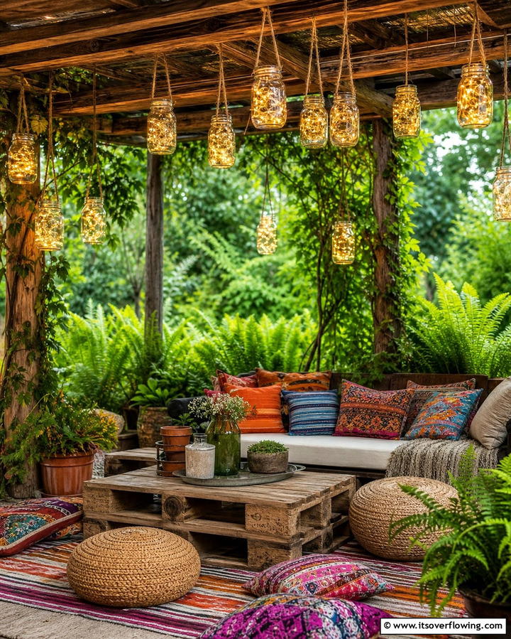Mason Jar Lights for DIY Appeal - 25 Pergola Lighting Ideas to Illuminate Your Outdoor Space