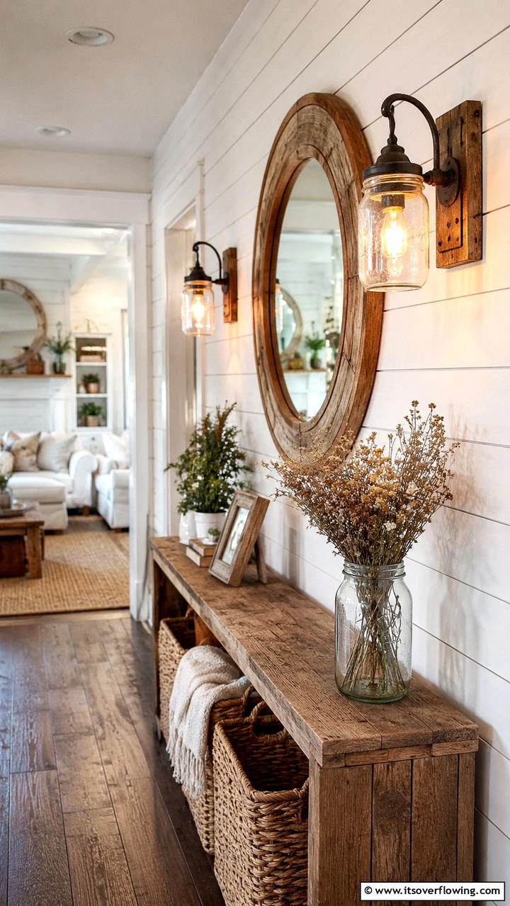 Mason Jar Sconces - 30 Boho Farmhouse Decor Ideas for Eclectic Charm