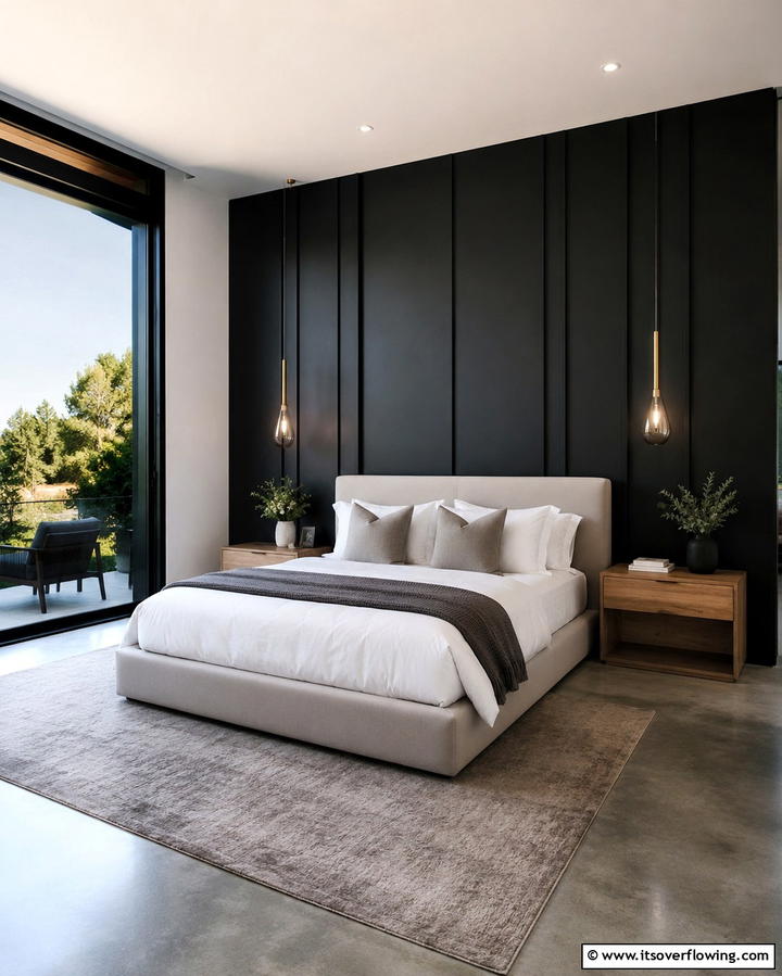 Matte Black Accent WallExact - 25 Matte Black Bedroom Ideas for a Sleek and Modern Look