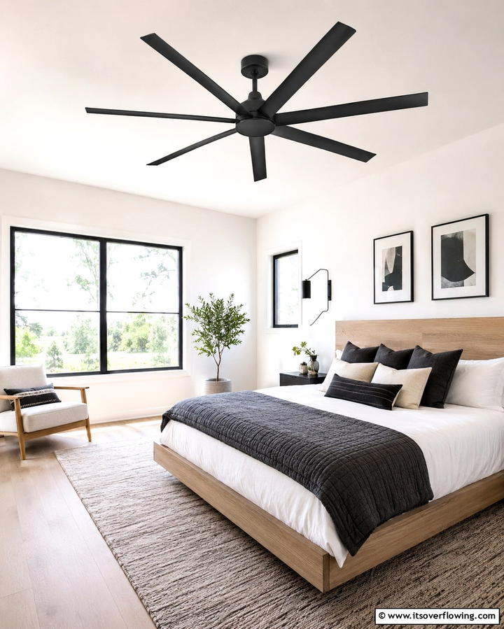 Matte Black Ceiling Fan - 25 Matte Black Bedroom Ideas for a Sleek and Modern Look