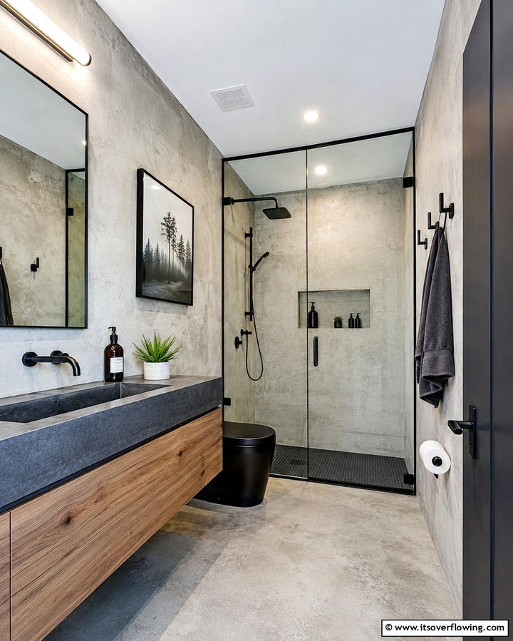 Matte Black Fixtures - 25 Industrial Bathroom Ideas for a Bold Look
