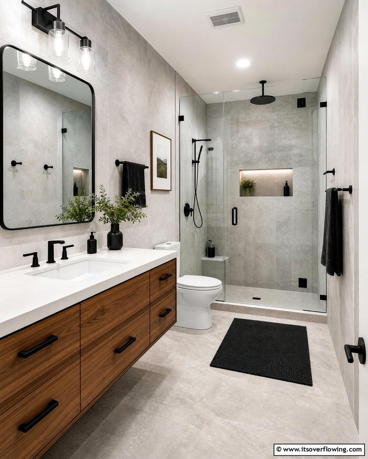 Matte Black FixturesExact - 25 Dark Bathroom Ideas for Moody and Chic Spaces