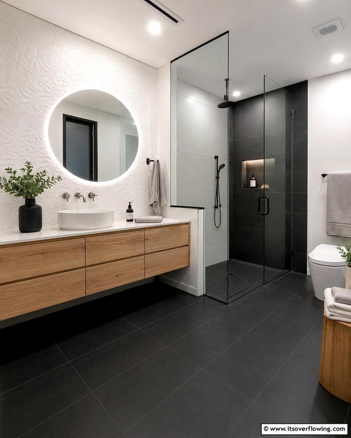 Matte Black Floor Tiles - 25 Black Floor Bathroom Ideas for a Bold Look