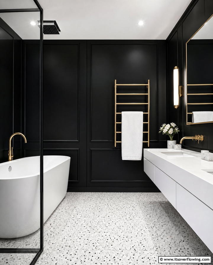 Matte Black Panels for a Dramatic Contrast - 25 Bathroom Wall Paneling Ideas for a Luxurious Look