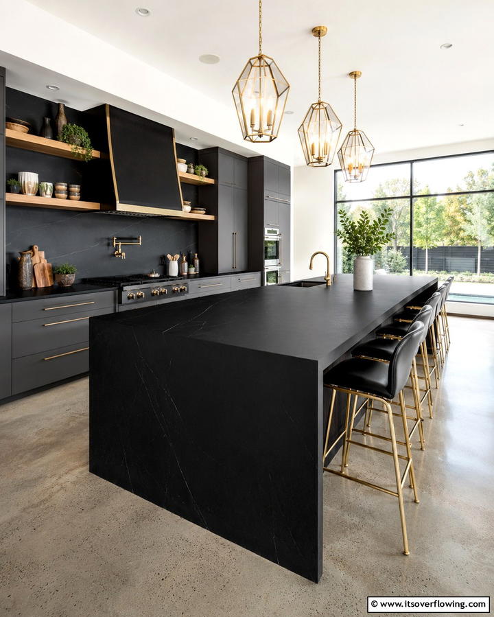 Matte Black Quartz Countertops - 25 Black Kitchen Countertops for a Bold Statement